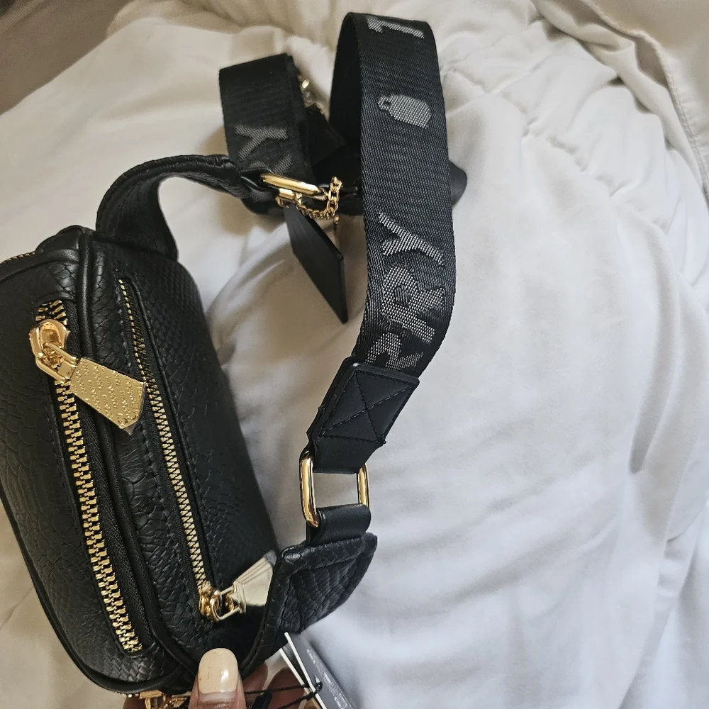 Black Crossbody Bag with Gold Hardware - Picture 3 of 4